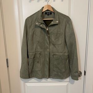 Mo-Ka Olive faux leather jacket, NWOT, Medium